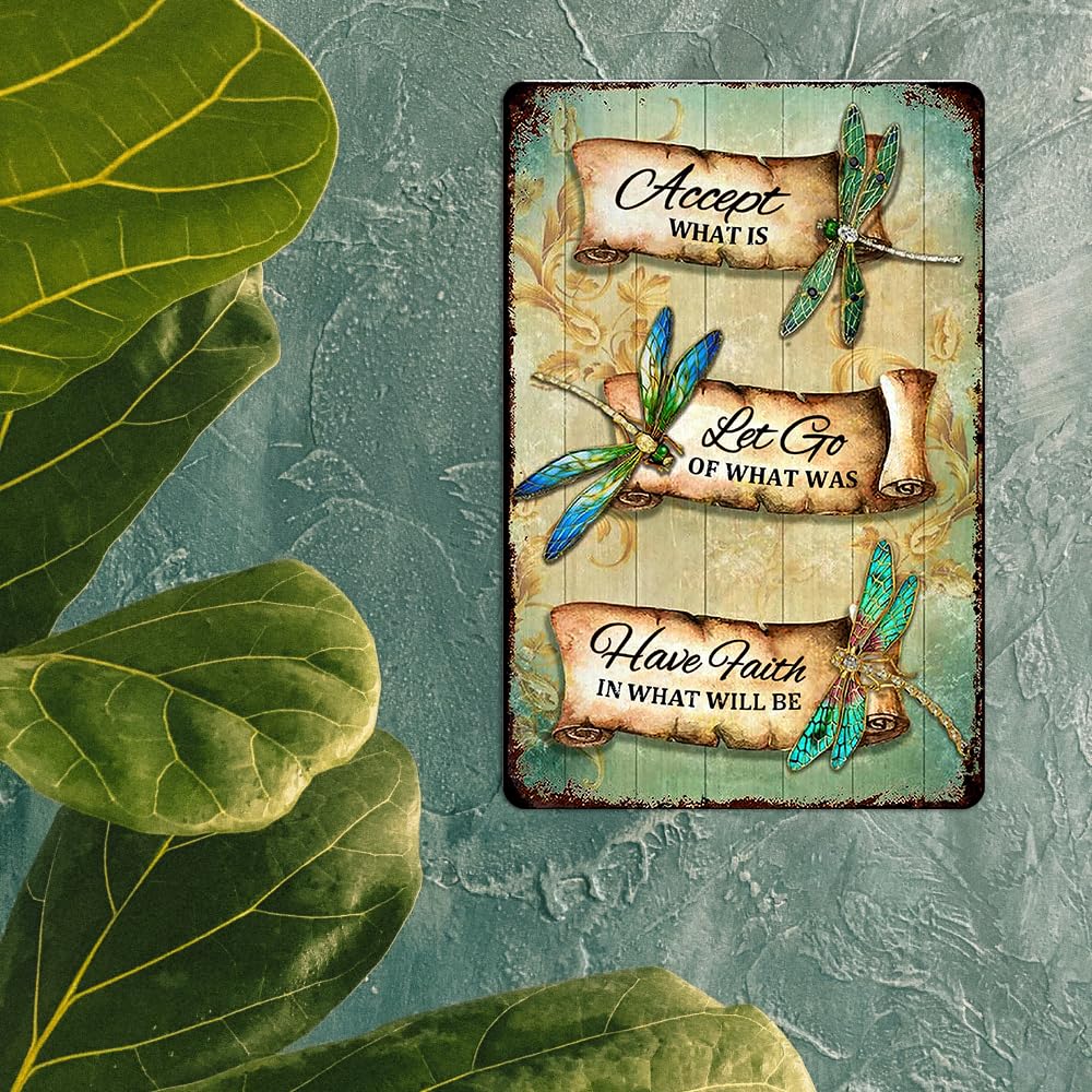 Dragonfly Tin Sign Retro Accept What Is Metal Signs Vintage Dragonfly Wall Art Outdoor Garden Decor