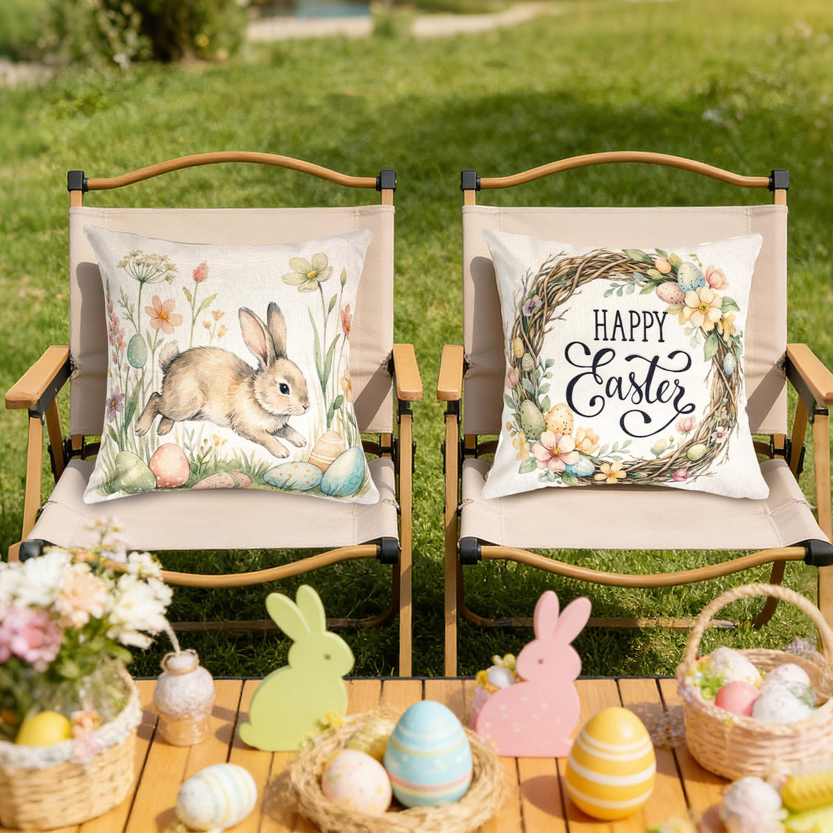 Easter Pillow Covers 18x18 Easter Throw Pillow Covers Bunny Cushion Covers