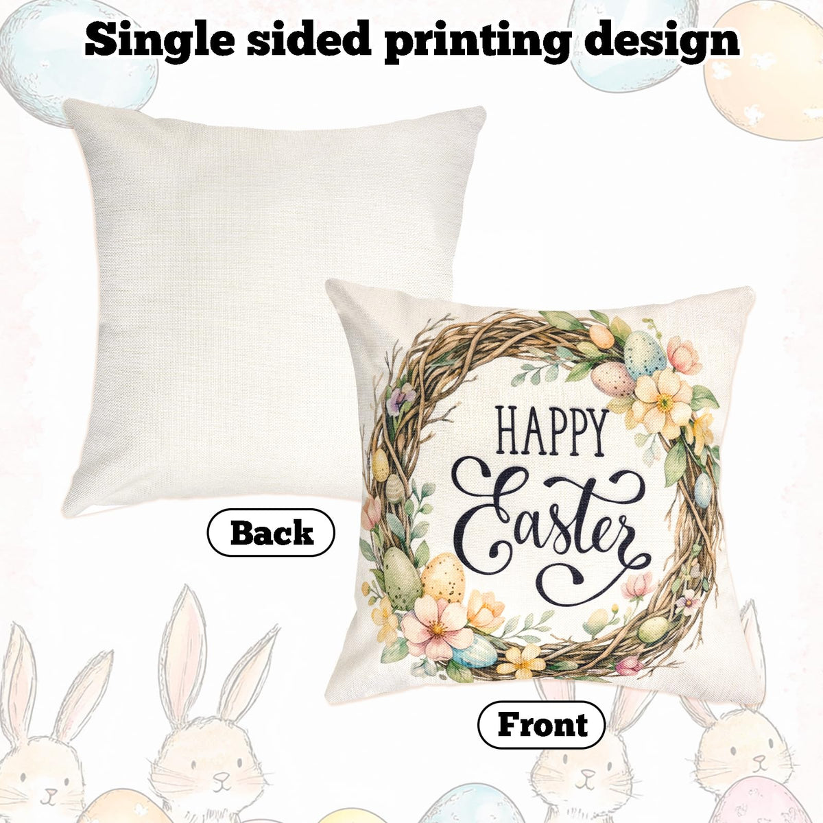 Easter Pillow Covers 18x18 Easter Throw Pillow Covers Bunny Cushion Covers