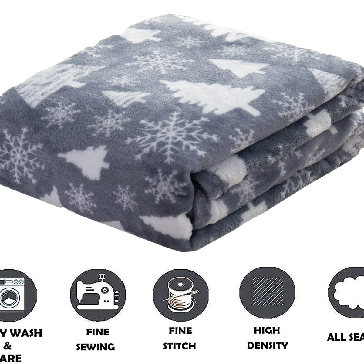 Elegant Comfort Luxury Velvet Super Soft Christmas Prints Fleece Blanket-Holiday Theme Home Décor Fuzzy Warm and Cozy Throws