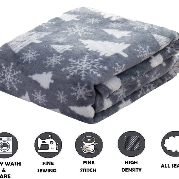 Elegant Comfort Luxury Velvet Super Soft Christmas Prints Fleece Blanket-Holiday Theme Home Décor Fuzzy Warm and Cozy Throws