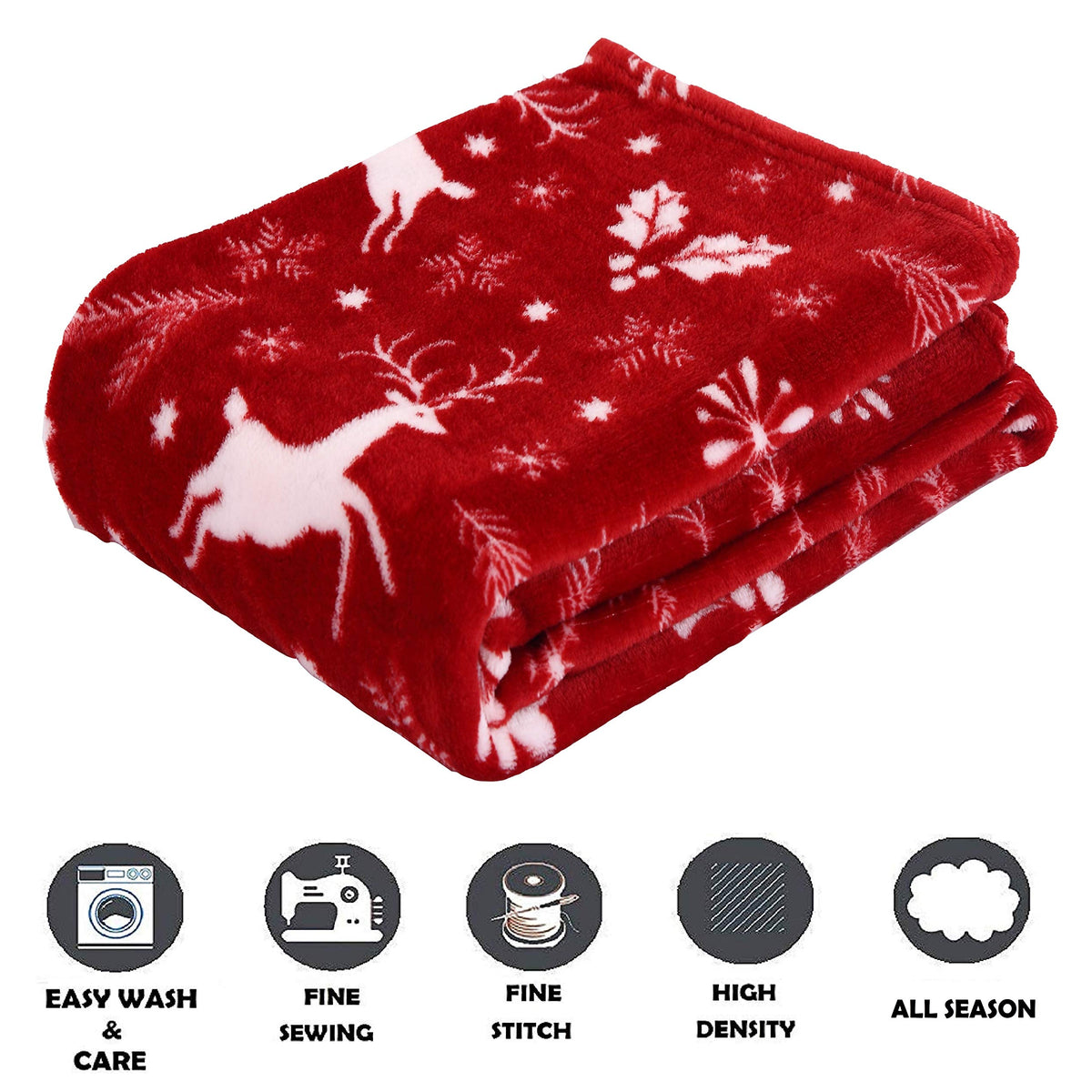 Luxury Velvet Super Soft Christmas Prints Fleece Blanket-Holiday Theme Home Décor Fuzzy Warm and Cozy Throws