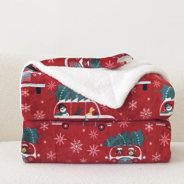Christmas Throw Blanket 50x60 - Fluffy Sherpa Fleece Blanket for Couch Bed, Cozy Soft Plaid Gingerbread Xmas Tree Blanket