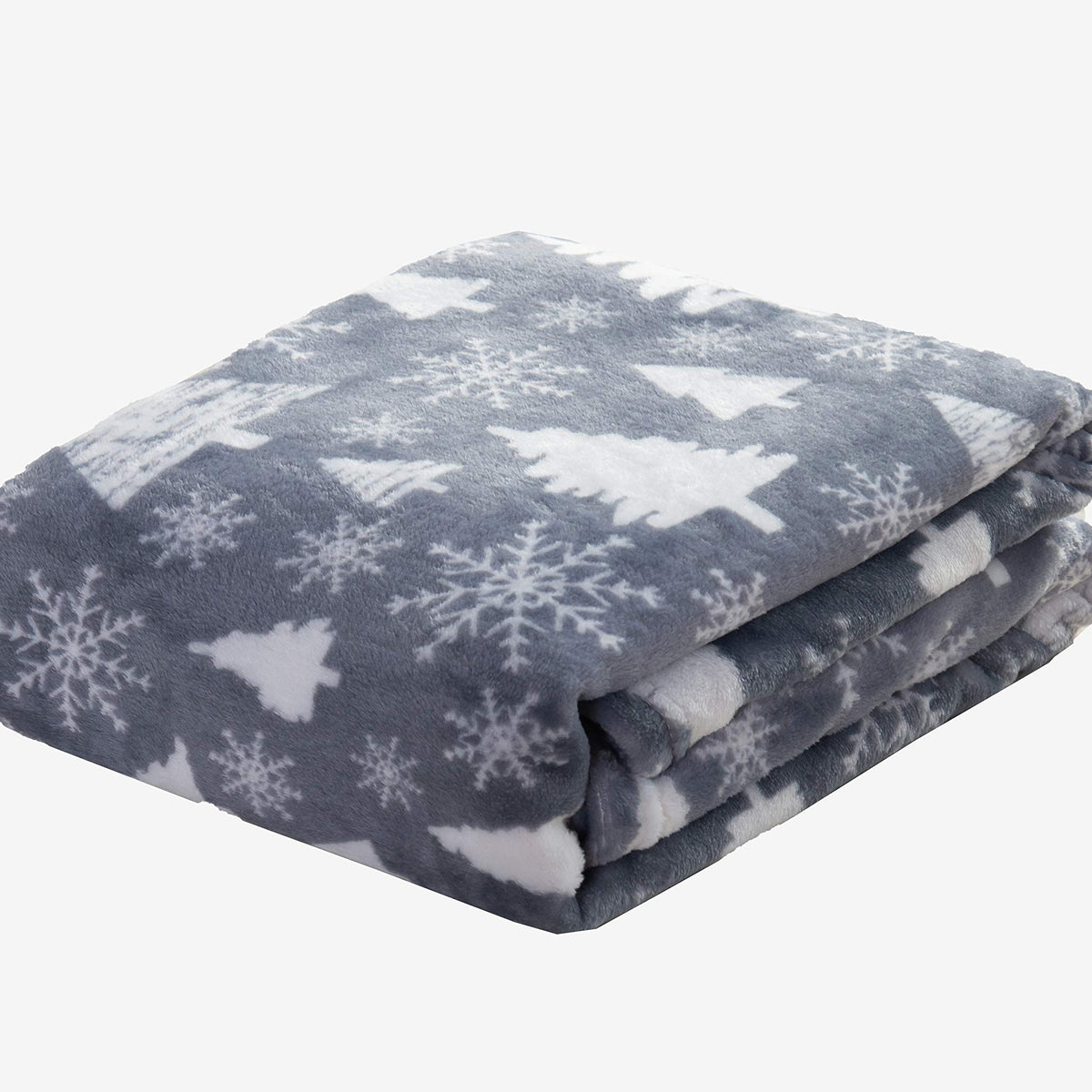 Velvet Touch Ultra Plush Christmas Holiday Printed Fleece Throw/Blanket-50 x 60inch, (Gray Christmas Tree)