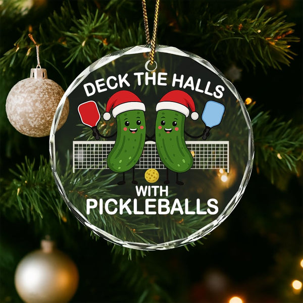 Pickleball Glass Ornament – Handcrafted Hanging Decoration, Elegant Sports Keepsake with Unique Pickleball Design