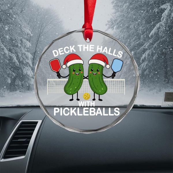 Pickleball Glass Ornament – Handcrafted Hanging Decoration, Elegant Sports Keepsake with Unique Pickleball Design