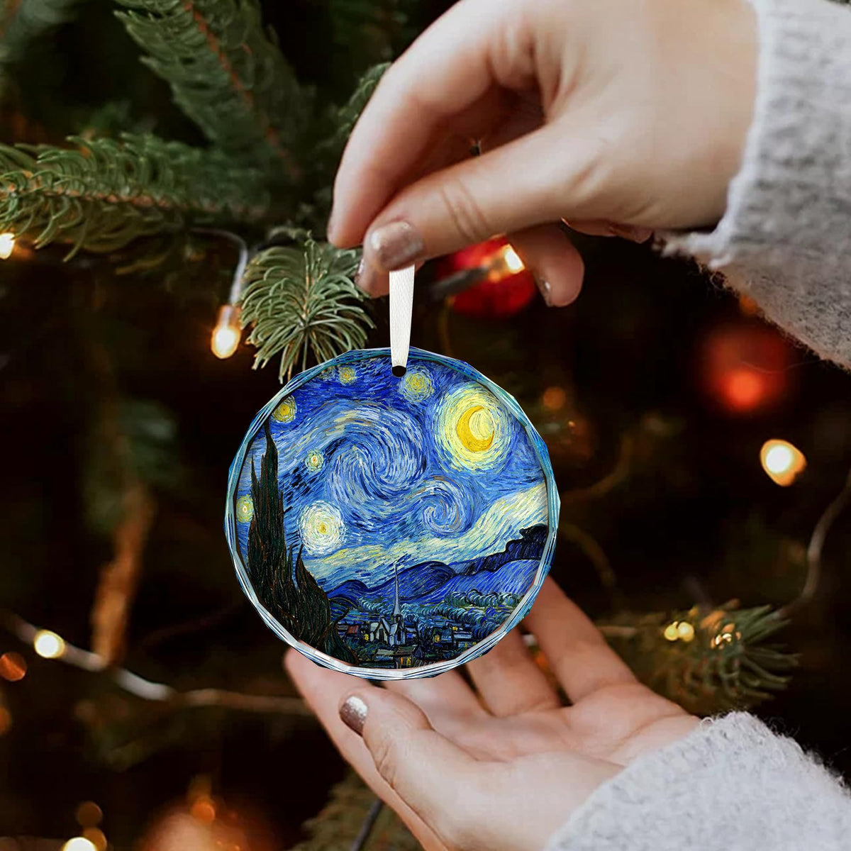 Starry Night Christmas Ornaments, Christmas Ornaments Starry Night Glass Ornament