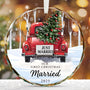 First Christmas Married Ornament 2025, Crystal Glass Just Married Ornament, Wedding Gifts for Couples