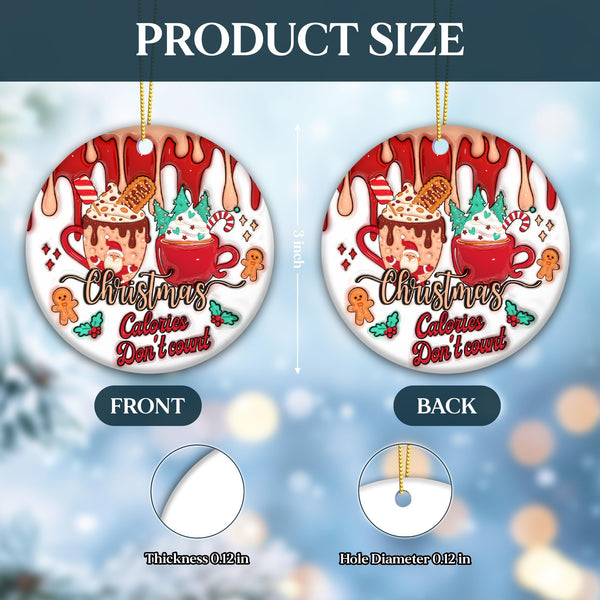 Exercise & Fitness Ornaments 2024 | Christmas Calories Don't Count Ceramic Ornament