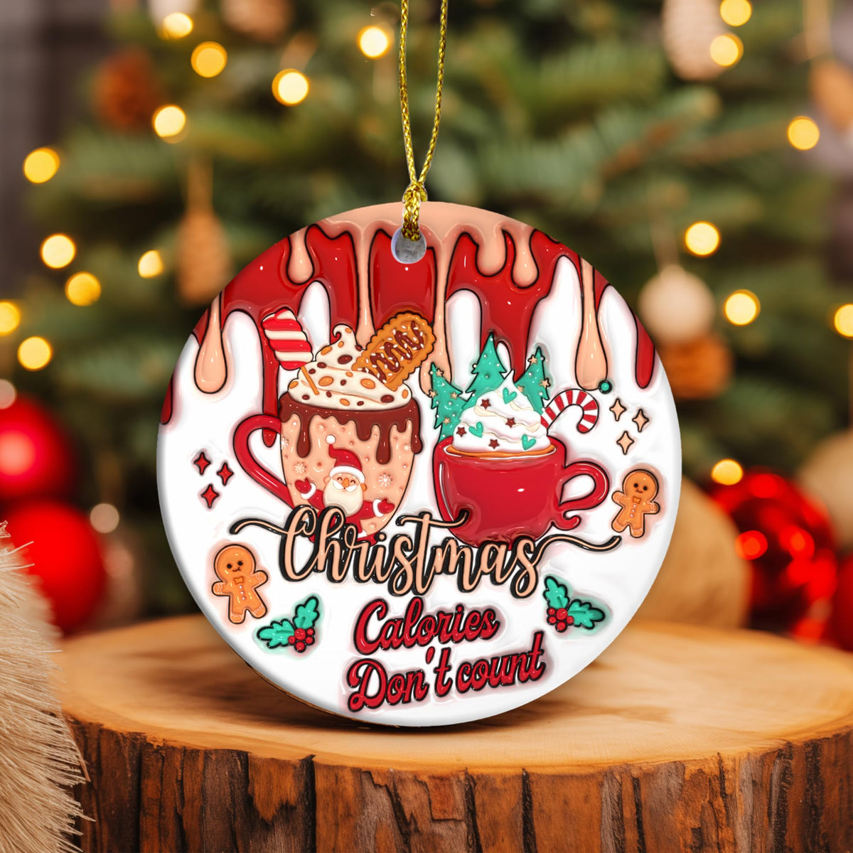 Exercise & Fitness Ornaments 2024 | Christmas Calories Don't Count Ceramic Ornament