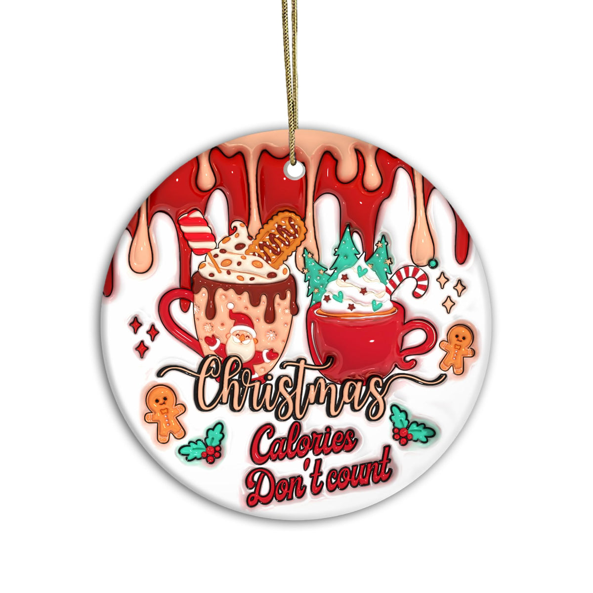 Exercise & Fitness Ornaments 2024 | Christmas Calories Don't Count Ceramic Ornament