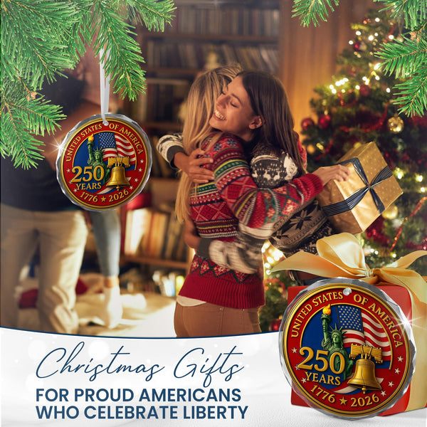 250th Anniversary USA Ornament for Patriotic Christmas Decorations - Glass Ornaments