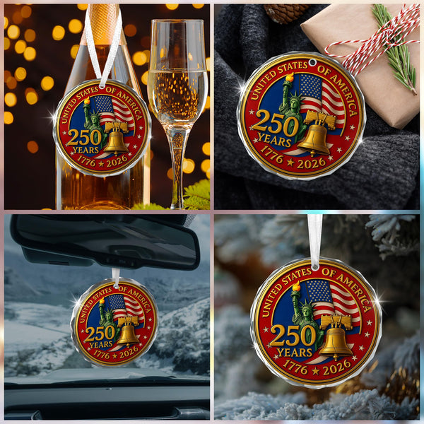250th Anniversary USA Ornament for Patriotic Christmas Decorations - Glass Ornaments