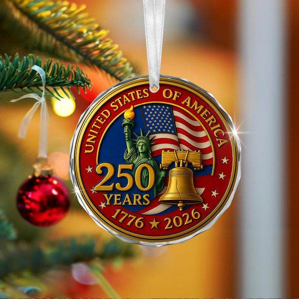 250th Anniversary USA Ornament for Patriotic Christmas Decorations - Glass Ornaments