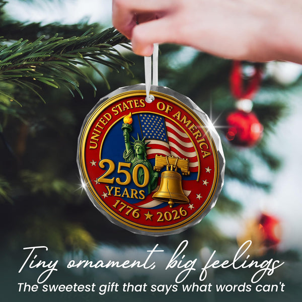 250th Anniversary USA Ornament for Patriotic Christmas Decorations - Glass Ornaments