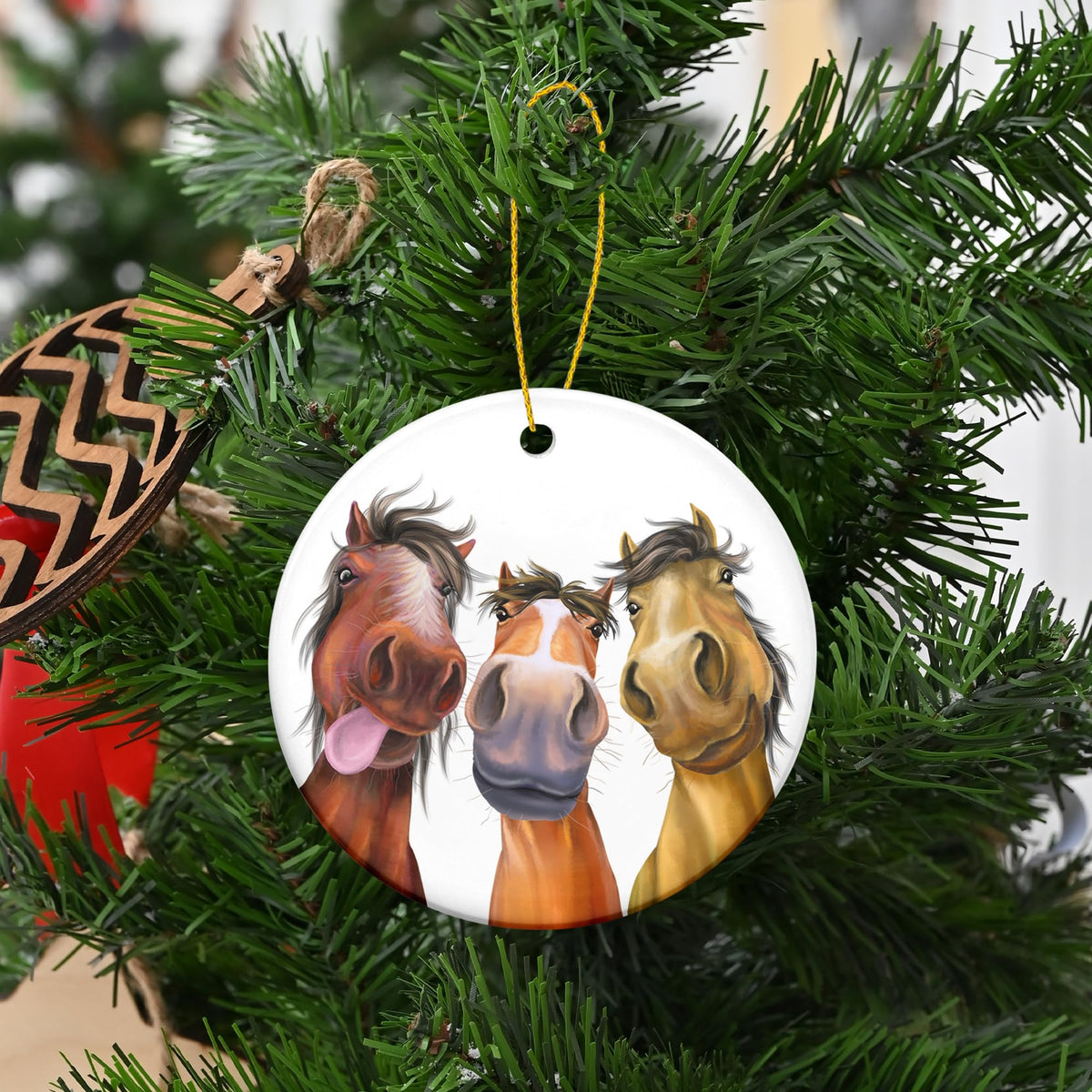 Christmas Horse Ornaments for Women Men - Ceramic Christmas Ornaments 2025 for Tree Decorations - Farm House Decor Gifts