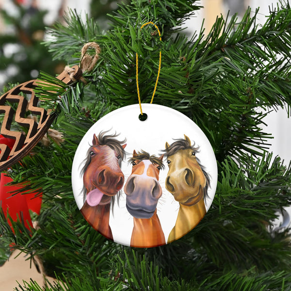 Christmas Horse Ornaments for Women Men - Ceramic Christmas Ornaments 2025 for Tree Decorations - Farm House Decor Gifts