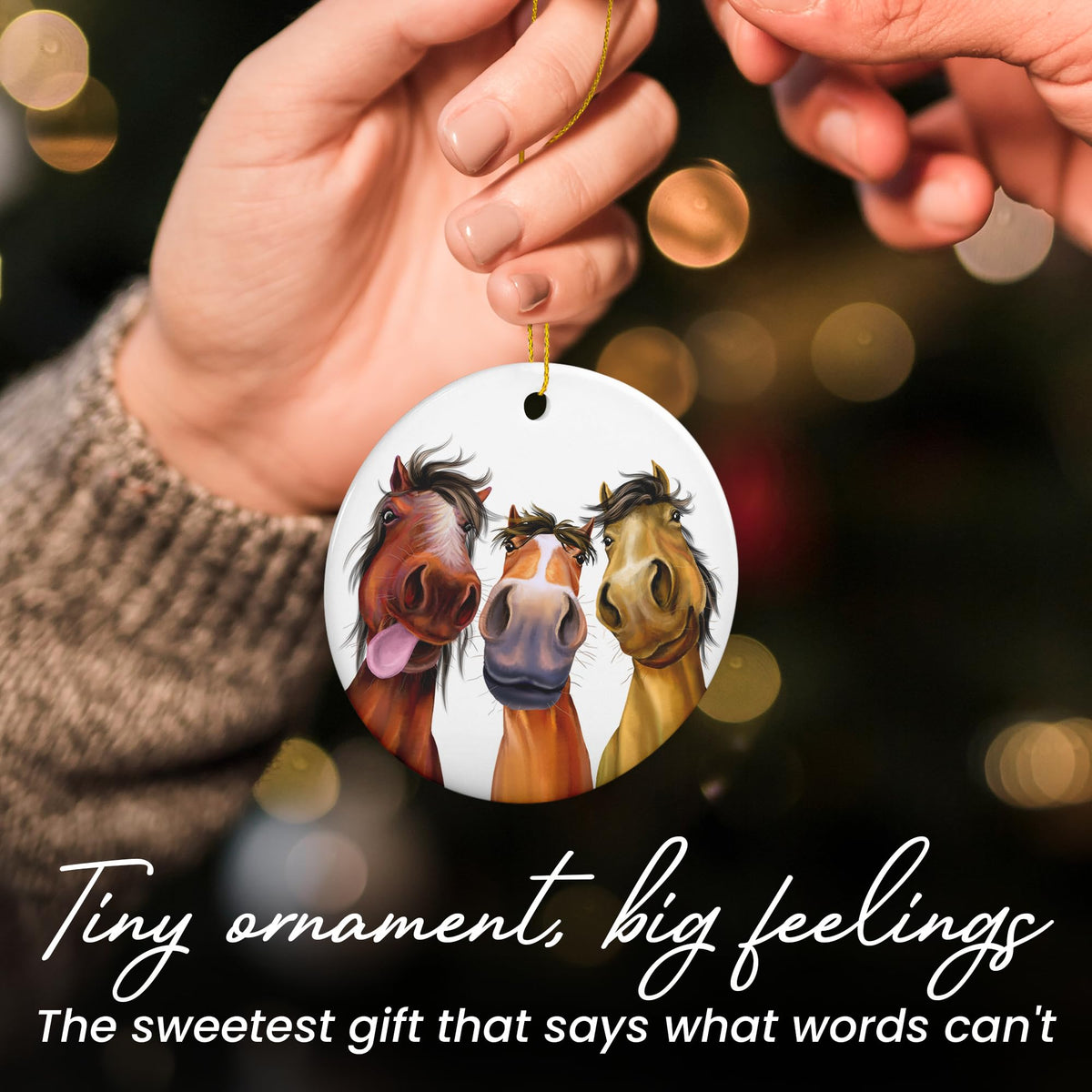 Christmas Horse Ornaments for Women Men - Ceramic Christmas Ornaments 2025 for Tree Decorations - Farm House Decor Gifts