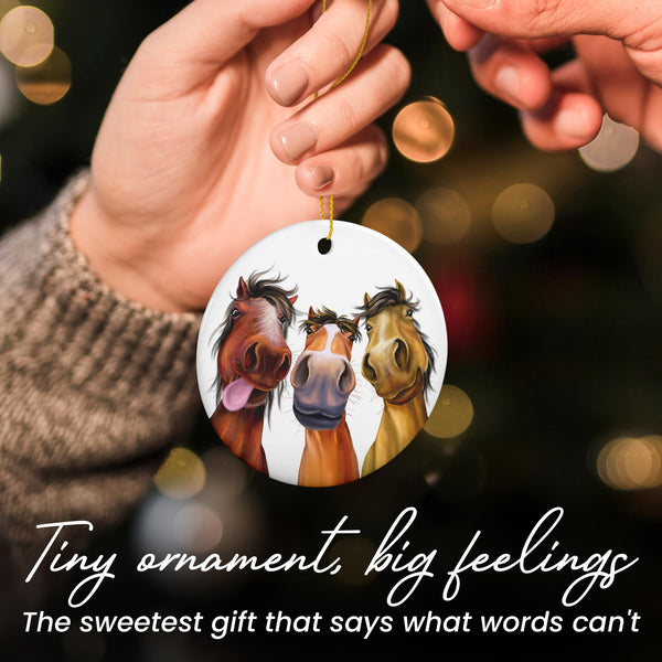 Christmas Horse Ornaments for Women Men - Ceramic Christmas Ornaments 2025 for Tree Decorations - Farm House Decor Gifts