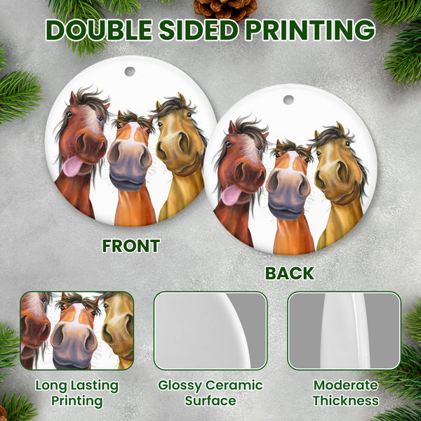 Christmas Horse Ornaments for Women Men - Ceramic Christmas Ornaments 2025 for Tree Decorations - Farm House Decor Gifts