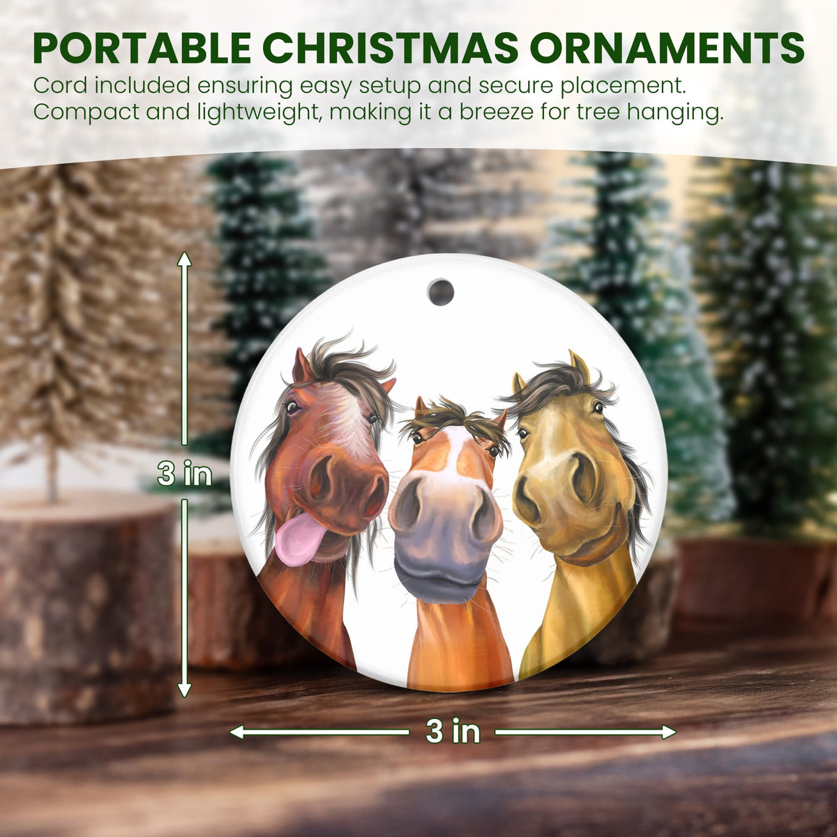 Christmas Horse Ornaments for Women Men - Ceramic Christmas Ornaments 2025 for Tree Decorations - Farm House Decor Gifts