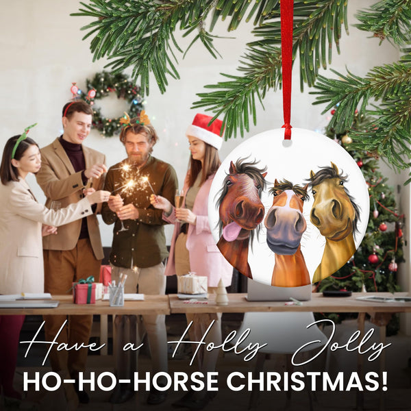 Christmas Horse Ornaments for Women Men - Ceramic Christmas Ornaments 2025 for Tree Decorations - Farm House Decor Gifts