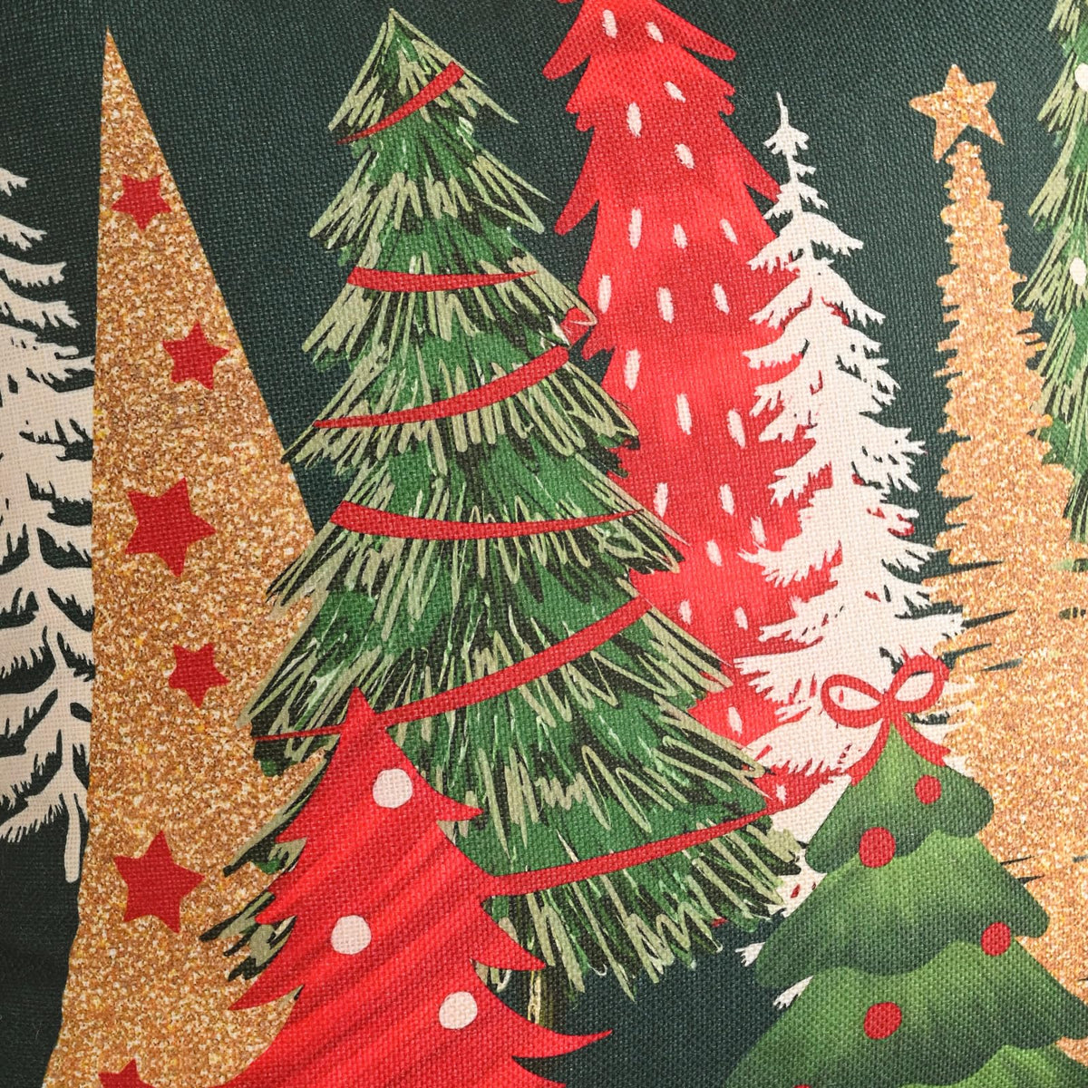 Decorative Christmas Tree Pillow Covers 18x18 Inch Set of 2, Christmas Green Linen Cushion Cases, Winter Christmas Throw Pillows