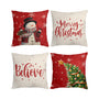 Merry Christmas Pillow Covers 18x18 Inch Snowman Christmas Tree Star Balls Throw Pillow Cases