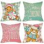 Merry Christmas Gingerbread Man Decorative Throw Pillow Covers 18 x 18 Set of 4