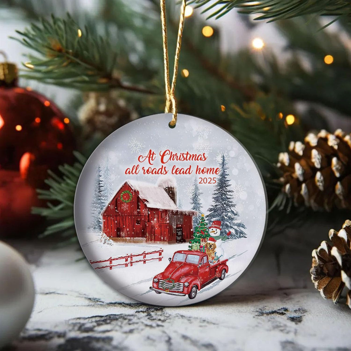 Family Reunion Christmas Ornament 2025 - "All Roads Lead Home Festive Decor for The Holidays