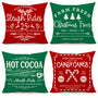 Set of 4 Farmhouse Christmas Pillow Covers 18x18 Set of 4 Winter Holiday Decorations, Red Green