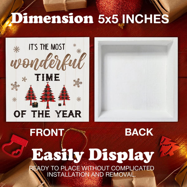 Indoor Christmas Decorations, It's the Most Wonderful Time of the Year Wooden Sign Home Decor