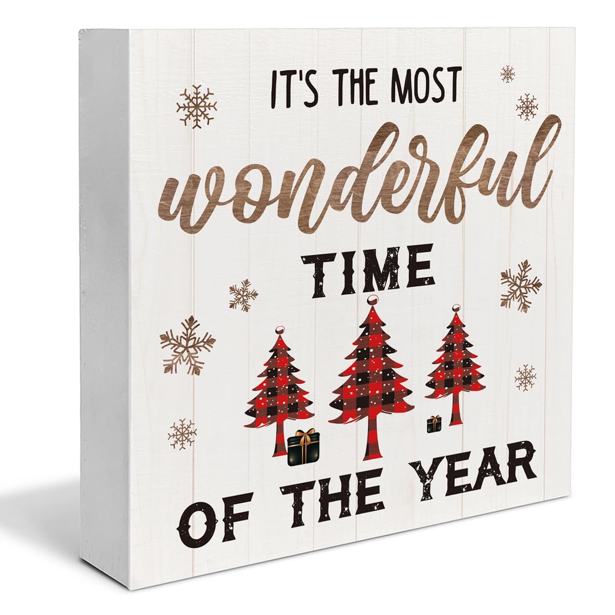 Indoor Christmas Decorations, It's the Most Wonderful Time of the Year Wooden Sign Home Decor