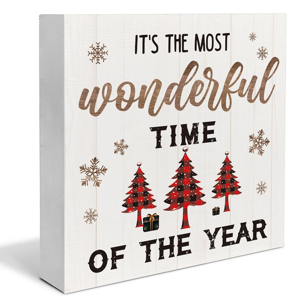 Indoor Christmas Decorations, It's the Most Wonderful Time of the Year Wooden Sign Home Decor