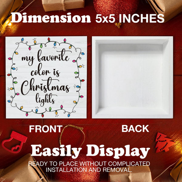 Farmhouse Christmas Wooden Block Sign - Indoor Decor, 5 x 5 Inch