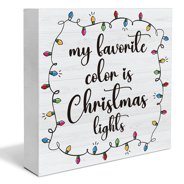 Farmhouse Christmas Wooden Block Sign - Indoor Decor, 5 x 5 Inch