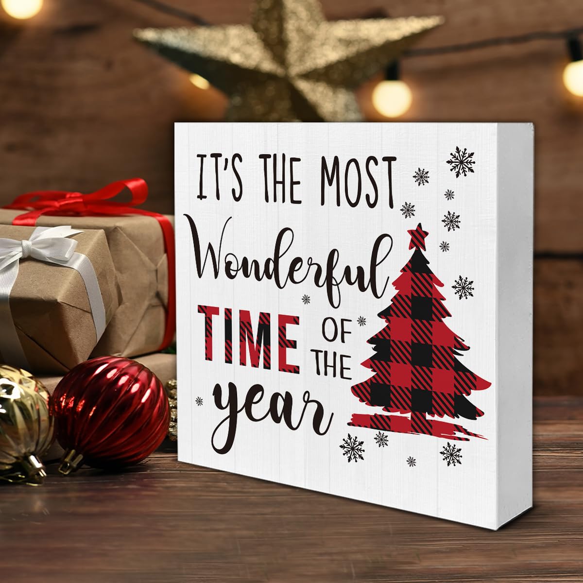 Rustic Christmas Decorations, It's the Most Wonderful Time of the Year Wooden Sign