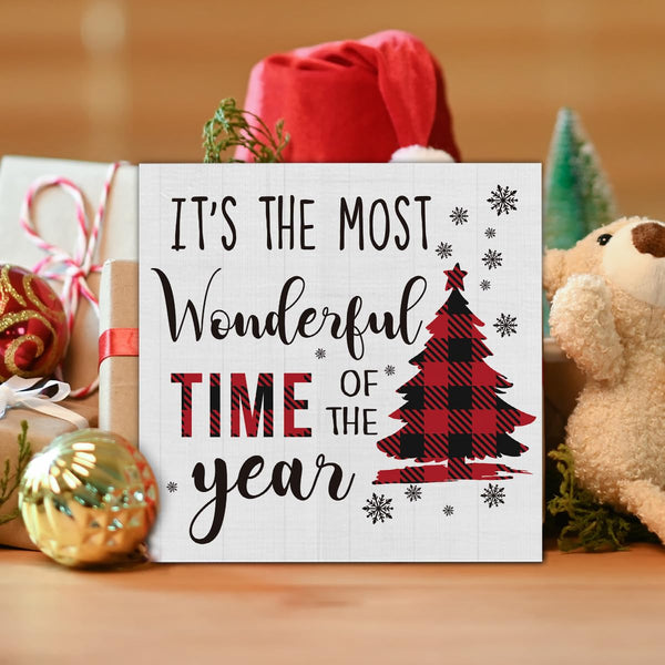 Rustic Christmas Decorations, It's the Most Wonderful Time of the Year Wooden Sign