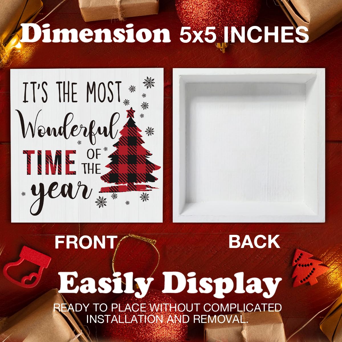 Rustic Christmas Decorations, It's the Most Wonderful Time of the Year Wooden Sign