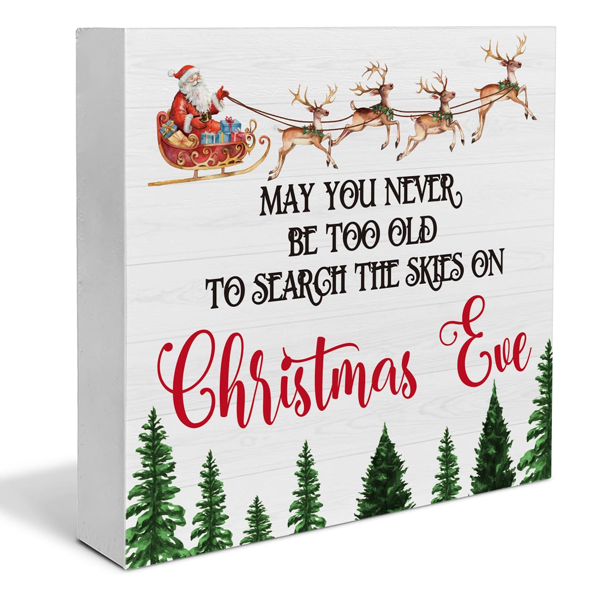 Funny Farmhouse Wooden Sign Decor - May You Never Be Too Old to Search the Skies - 5 x 5 Inch Table Shelf Christmas Decor