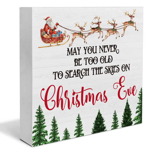 Funny Farmhouse Wooden Sign Decor - May You Never Be Too Old to Search the Skies - 5 x 5 Inch Table Shelf Christmas Decor