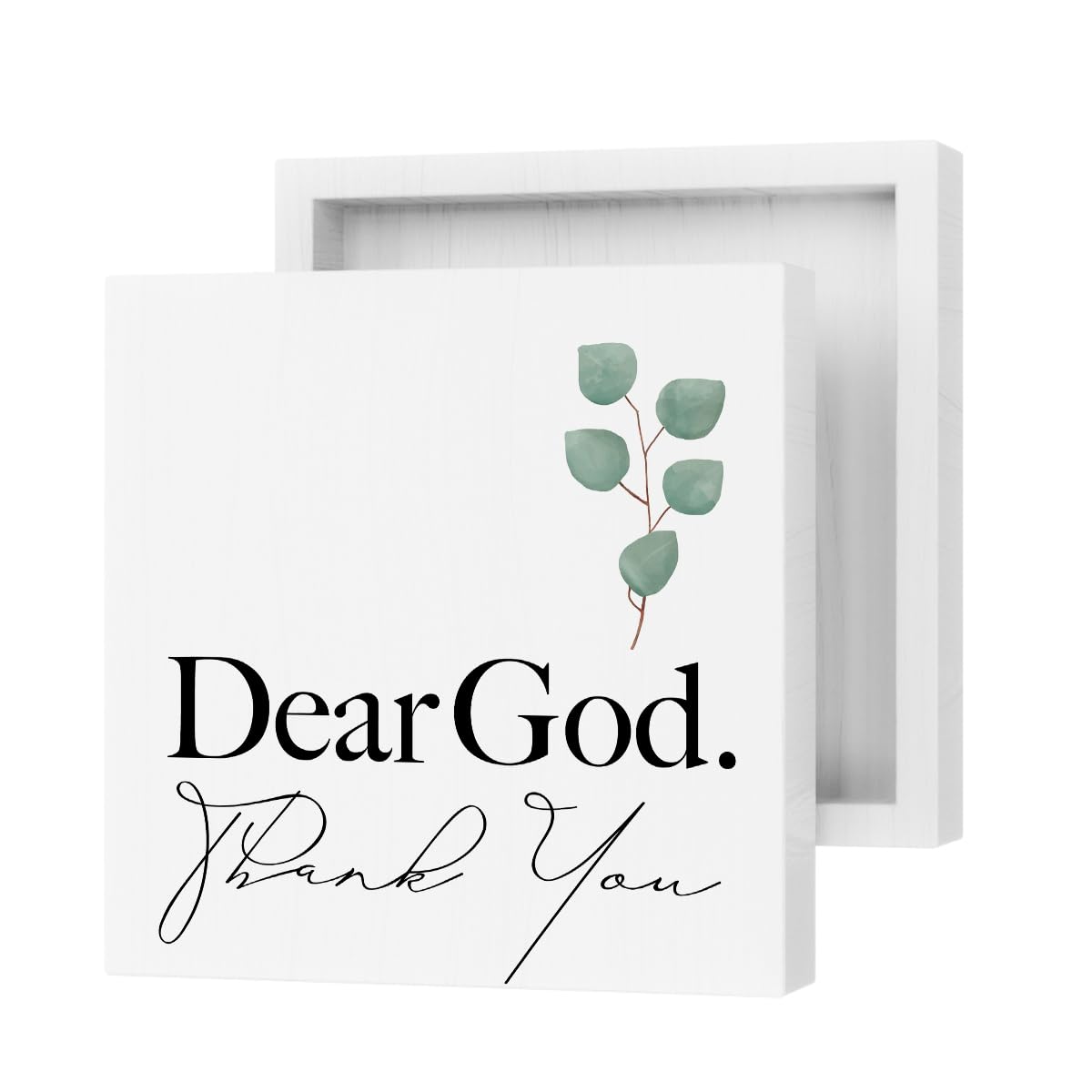 Farmhouse Decorative Signs Plaques Wooden Box Sign Desk Decor, Christian Saying Quote Rustic Religious Wood Block Plaque Box Sign