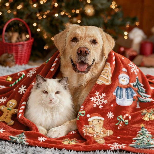 Christmas Throw Blanket, 50" x 60" Soft Flannel Gingerbread Blanket with Snowman and Xmas Tree
