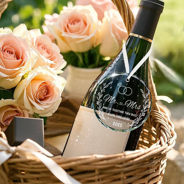 First Christmas Married Ornament 2025 - Mr and Mrs Sign Wedding Gifts for Couples, Newlyweds - Bridal Shower Present