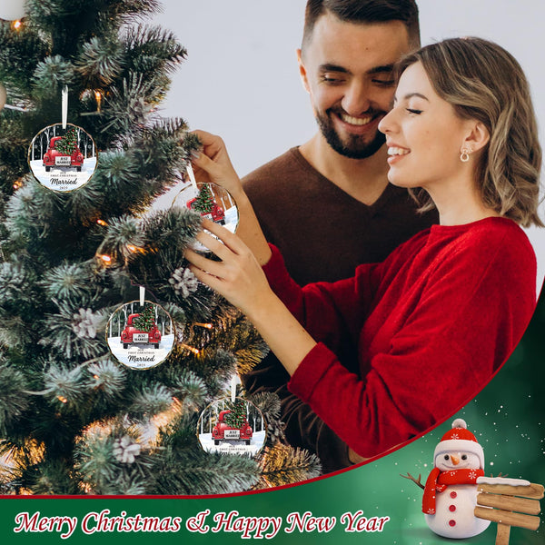 First Christmas Married Ornament 2025, Crystal Glass Just Married Ornament, Wedding Gifts for Couples, Romantic Newlywed Christmas Decor