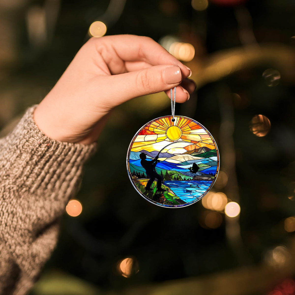 Fishing Ornament 2025, Fishing Ornaments for Christmas Tree, Acrylic Fisherman Ornament