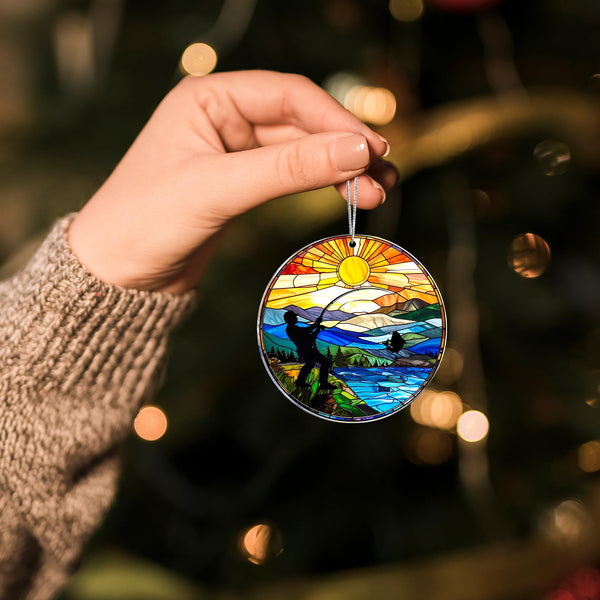 Fishing Ornament 2025, Fishing Ornaments for Christmas Tree, Acrylic Fisherman Ornament