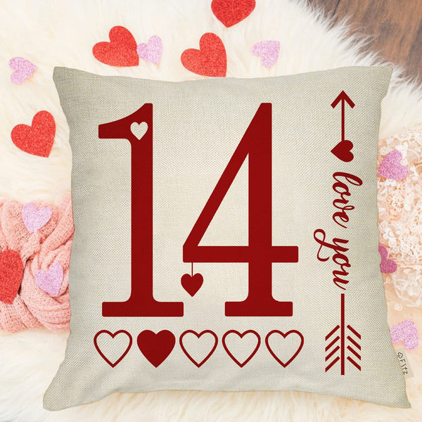 Waterproof Linen, Happy Valentine's Day Love Decorative Throw Pillow Covers 18 x 18 Set of 4