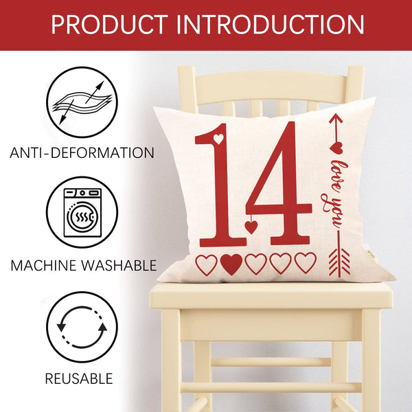 Waterproof Linen, Happy Valentine's Day Love Decorative Throw Pillow Covers 18 x 18 Set of 4
