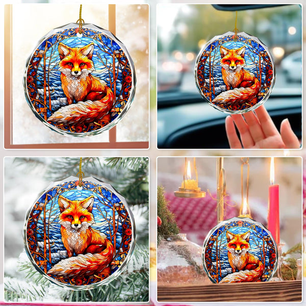 Fox Stained Glass Ornament - Christmas Tree Decor, Fox Ornaments for Christmas Tree, Gift Exchange